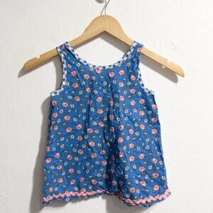 Matilda Jane Top Girls Sz 6 Tunic Flying Kites Blue Floral Bow Sleeveless
